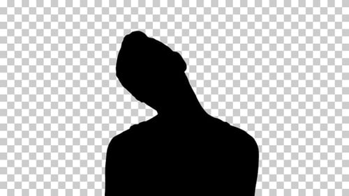 Black Silhouette of Person Turning Head, Alpha Channel