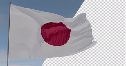Waving Japan Flag with Alpha Channel