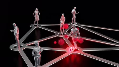 Digital Network with People and Spreading Virus