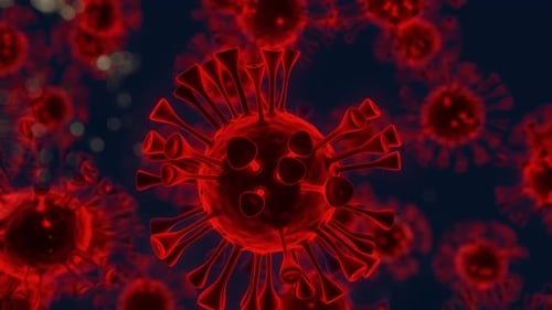 3D Animated Red Virus Particles Medical Background