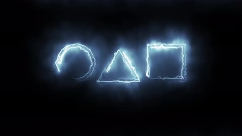 Animación abstracta de círculo, triángulo y contorno cuadrado sin fisuras. Animación de un neón brillante