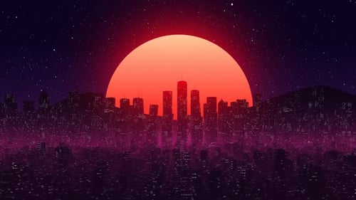 Synthwave Night City Looped Animation