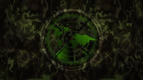 Digital Radar Screen Scanning World Map Animation