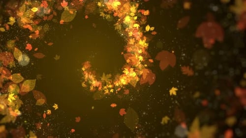 Beautiful Autumn Leaves Swirling Particles Loop Background