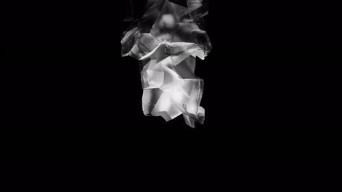 Glowing figure of man on black background