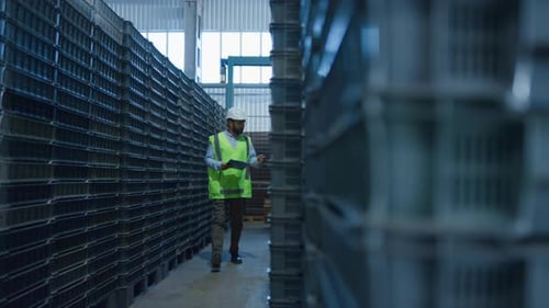 Lagerarbeiter Checkboxen Nummer Analysieren von Lagerpaket-Produkten