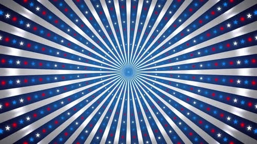 Glowing Patriotic Stars and Stripes Radial Loop Background