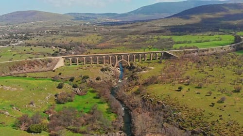 Scenery of viaduct in mountainous area