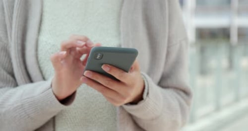 Woman Hands Using Mobile Phone Device