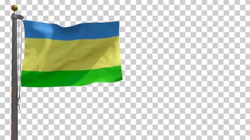 Flagge der Stadt Santa Cruz de Bezana (Spanien) auf Fahnenmast mit Alphakanal - 4K