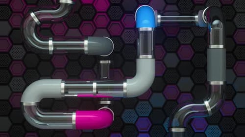 Futuristic glass pipeline with gray and white plastic glossy