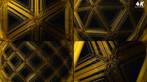 Abstract Golden Geometric Wireframe Loop Background