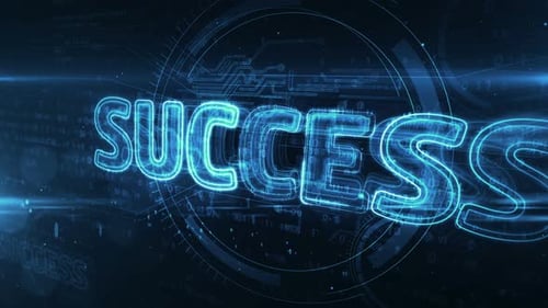 Futuristic Success Text Display in Digital Technology Animation
