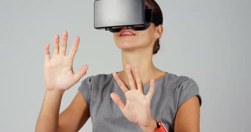 Woman using virtual glasses