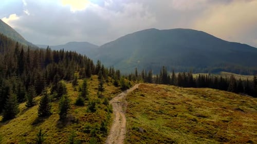Majestic Landscape of Mountains and Meadows