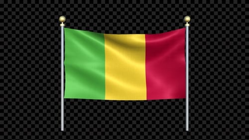 Mali National Flag Waving on Alpha Channel Loop