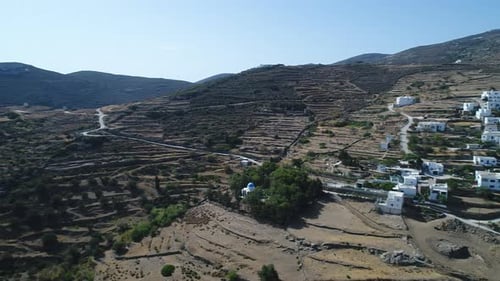 Village of Lefkes on the island of Paros in the Cyclades in Greece from the sky