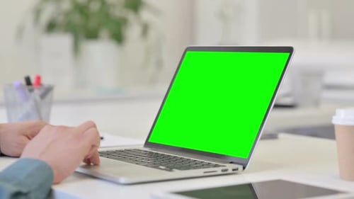 Laptop with Green Screen for Chroma Key