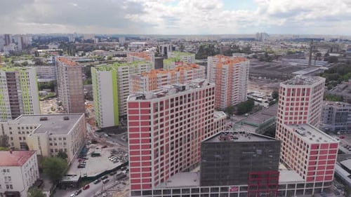Aerial View of Colorful Urban Apartment Buildings