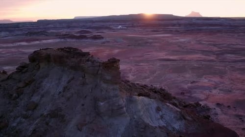 Aerial View of Desert Landscape at Sunrise