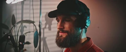 Close up of a filmmaker in his studio working