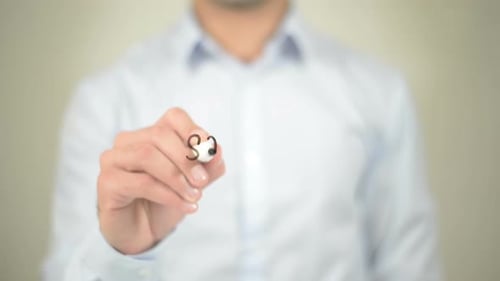 Social Media, Businessman Writing on Transparent Screen