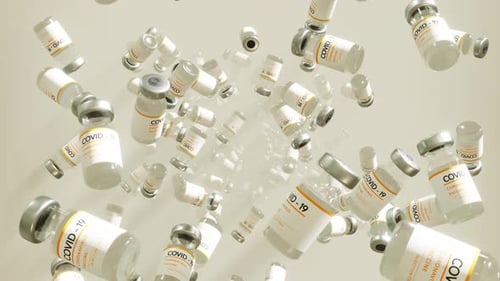 Animated COVID-19 Vaccine Vials Falling in a Medical Loop