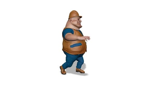 Comic 3D Workman Fun Walk en forma de bucle en blanco