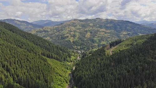 High Mountain Panorama Drone Fly Above the Mountains In Summer