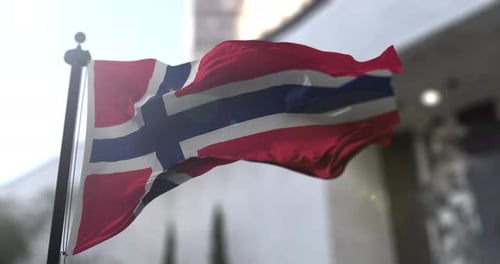 Realistic Waving Flag of Norway Animation