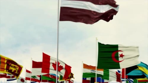 Global Flags Waving Display Animation