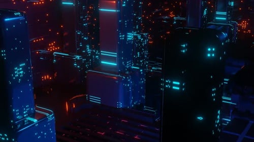 3d Render Gaming Computer Inside or Data Center or Mining Farm