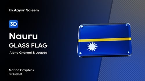 Nauru Flag Glass Badge Loop Animation