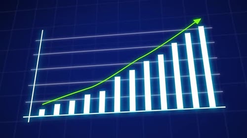 Corporate Growth Chart Animation with Glowing Neon Lines