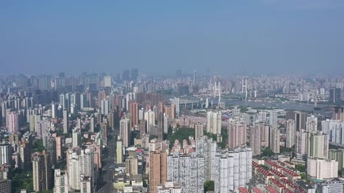 Shanghai City Luftaufnahme, Bauarbeiten in China