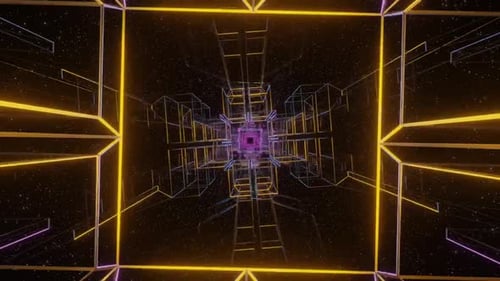 Geometric moving tunnel sci art 3d render illustration