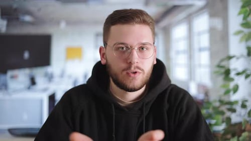 Man Having Video Call in Office