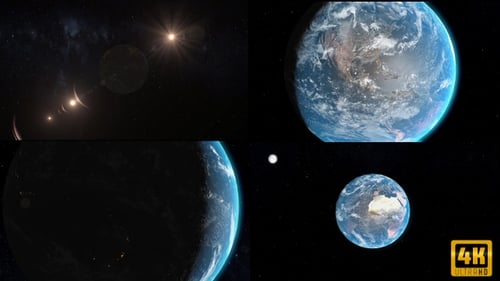Space View of Rotating Earth Planet Reveal