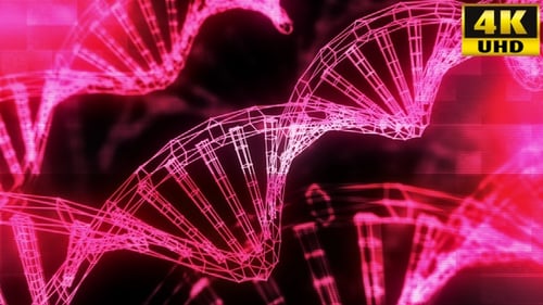 Animated Digital DNA Double Helix with Glitch Effect