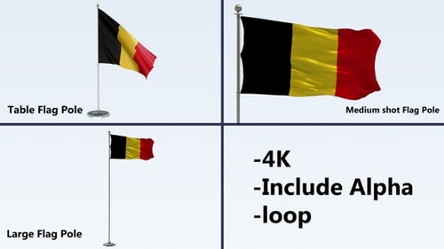 Realistic Belgium Flag Waving Animation with Alpha Channel