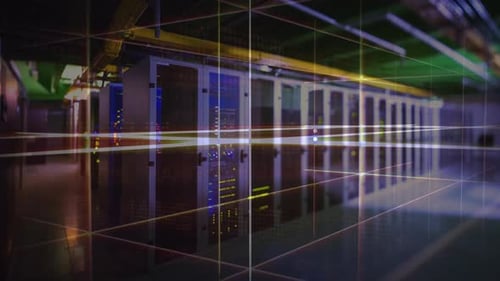 Lasergitter mit Datenserverzentrum auf der Rückseite