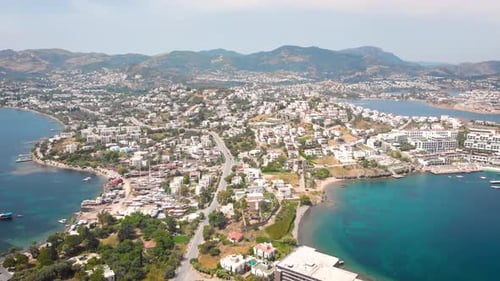 Bird Eye View of the City with Hotels and White Houses Onthe Ocean Coast at Noon