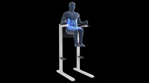 3D Animated Figure Performing Leg Raises for Abdominal Workout