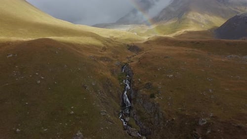Misty Mountain and Rainbow aerial view
