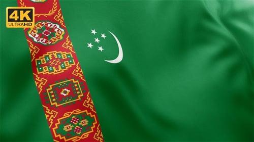 Realistic Turkmenistan Flag Waving Loop Animation