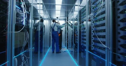Two Men Working in a Data Center