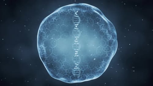Rotating DNA in Futuristic Cell Animation