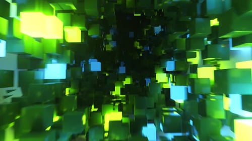 Abstract Flying in Futuristic Corridor