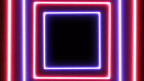 Glowing Neon Squares Rotating Loop Background