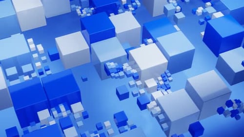 Blues and White Cubes Seamless Animation Loop